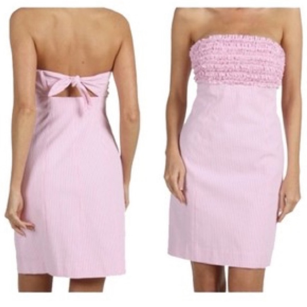 💕Lilly Pulitzer Seersucker Stripe Strapless Sundress💕